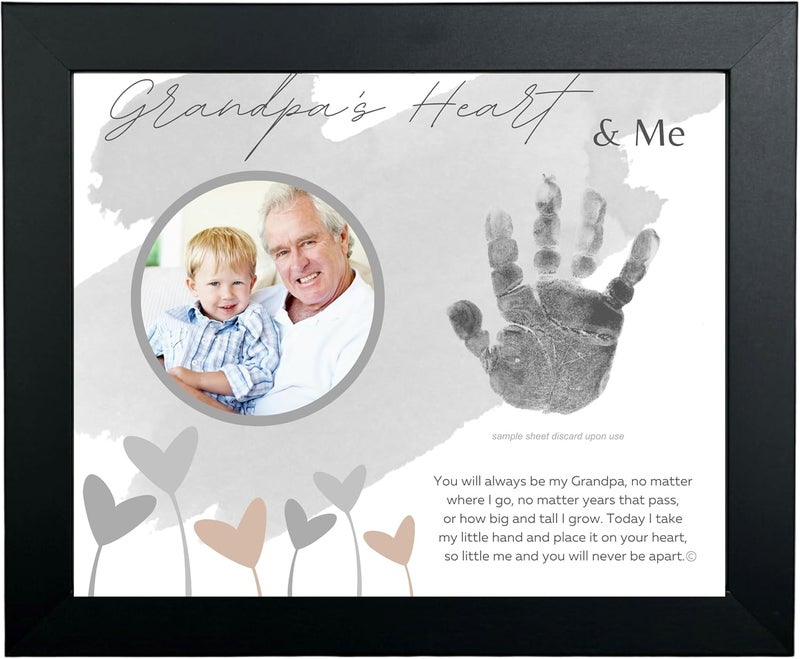 The Grandparent Gift Co إطار بصمة يد الطفل التذكاري للجد مع شعر هدية محبة للجد بمناسبة عيد الميلاد أو عيد الأب صنع في الولايات المتحدة الأمريكية - Image 1