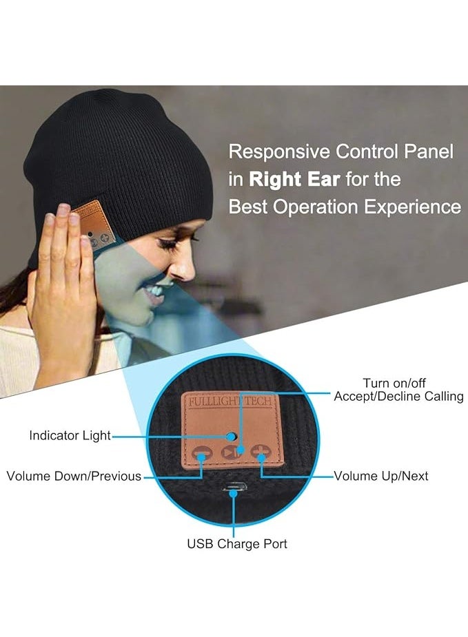 FULLLIGHT TECH قبعة سماعات بلوتوث فريدة من نوعها هدايا تقنية عيد الميلاد سوداء - Image 2