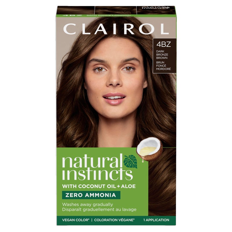 Clairol Natural Instincts Demi-Permanent Hair Dye, 4BZ Dark Bronze Brown Hair Color, Pack of 1 - Image 1