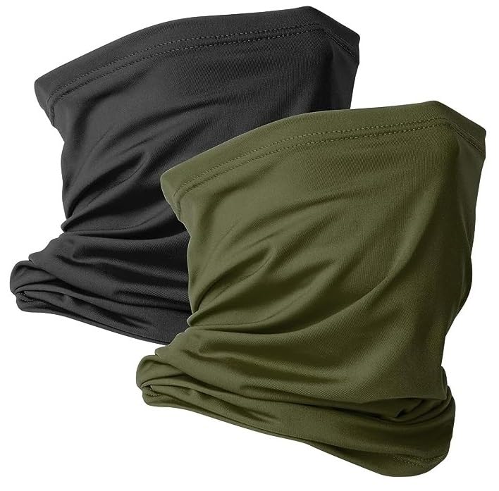 PAROPKAR unisex Cotton Neck Gaiter Face Mask Scarf Reusable Bandanas Tube Uv Protection Balaclava Outdoor Sport,2 Of Pack (Black Army Green) - Image 1