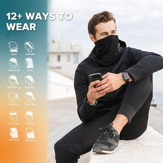 PAROPKAR unisex Cotton Neck Gaiter Face Mask Scarf Reusable Bandanas Tube Uv Protection Balaclava Outdoor Sport,2 Of Pack (Black Army Green) - Image 3