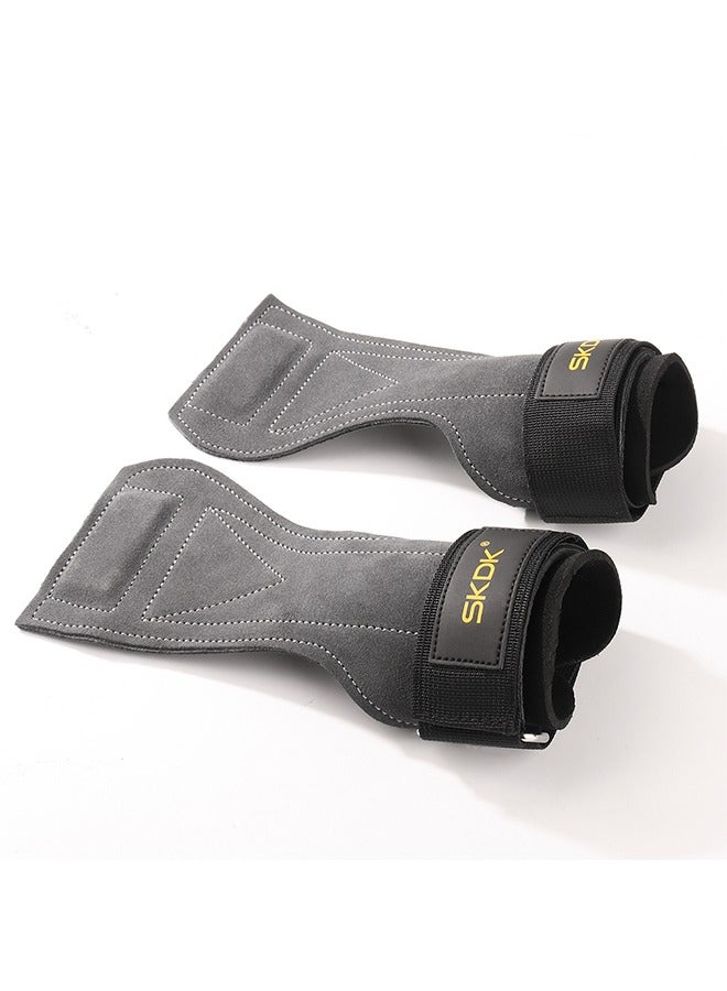 SKDK 1 Pair Weight Lifting Wrist Strap, Double Layer Leather Weightlifting Wrist Strap for Deadlift and Powerlifting, Adjustable Cowhide Padded Gym Workout Lifting Wrist Hooks for Men/Women - Image 1