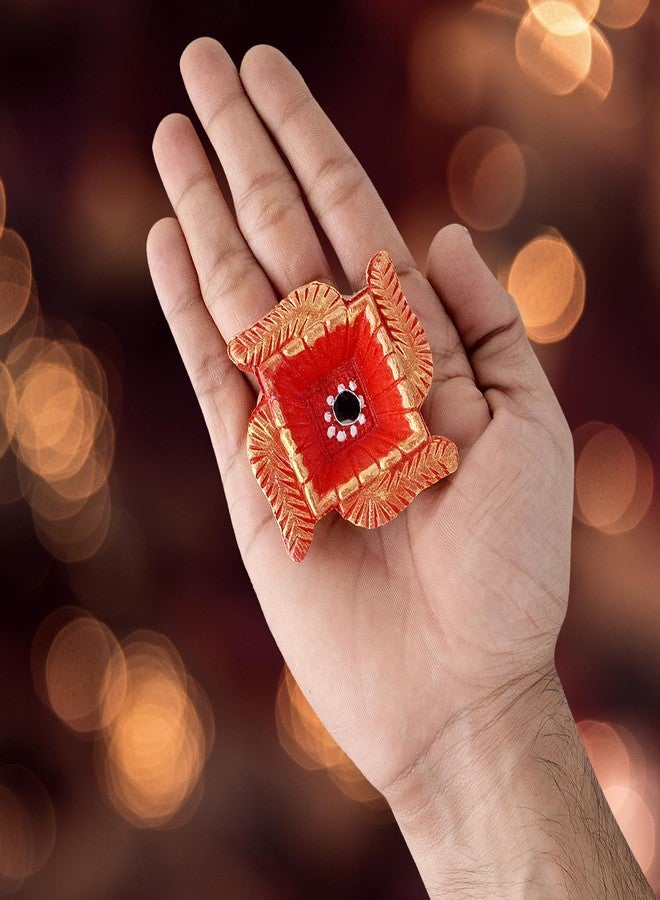 كرافتس مان مجموعة SATVIK 12 قطعة من الطين ديا تيراكوتا ديا التقليدية بوجا فيلاككو مصباح زيت طبيعي ميتي ديا ضوء الشاي ترحيب ديوالي ديبوالي نافراتري بوجا ديكورات هندية لمنزل جديد هدية الإرجاع - Image 5