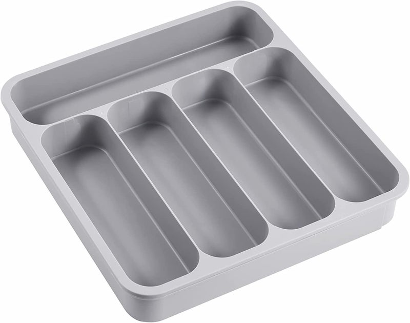 Styxon 5 Grid Cutlery Organizer, Expandable Kitchen Drawer and Utensil Holder, Adjustable Large Kitchen Tool | 34.5 x 52.5 x 5 CM | Plastic | Grey - Image 5