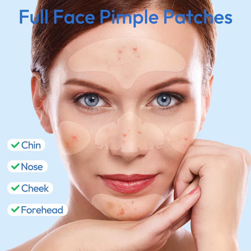 Breiboz Full Face Pimple Patches (5 Pack, 25 Patches),XL Hydrocolloid Acne Patches for Whole Face,Nose,Chin,Forehead,Cheeks w/Tea Tree Oil&Salicylic Acid,Large Invisible Zit Patches for Overnight Blemish Care - Image 5