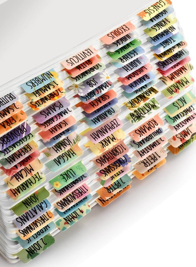 Ubenic Floral Bible Tabs for Women/Girls, 100 PCS Catholic Bible Index Tabs, Laminated for Bible Study and Journaling, Large Print & Easy to Read - Image 2