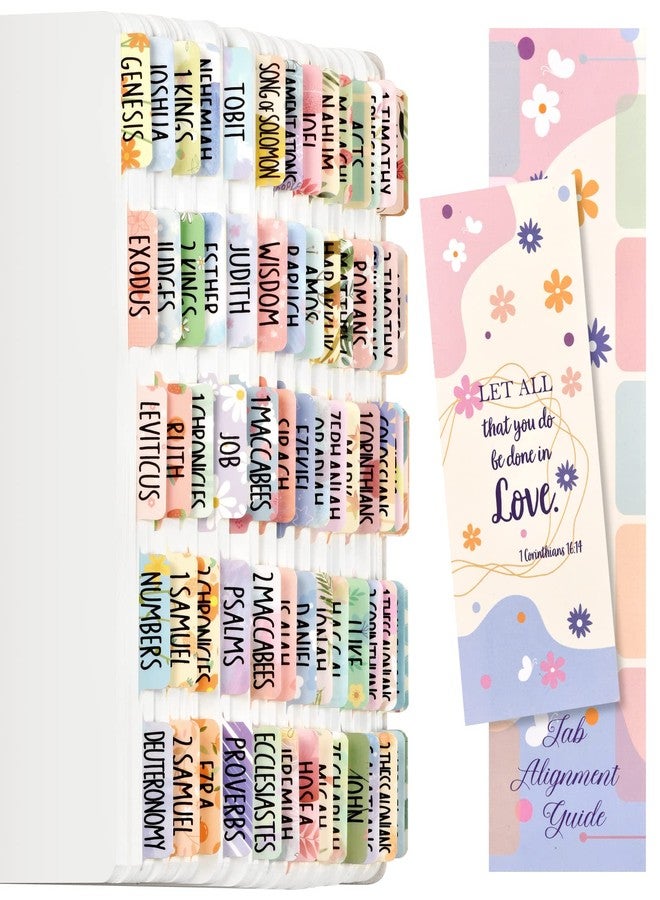 Ubenic Floral Bible Tabs for Women/Girls, 100 PCS Catholic Bible Index Tabs, Laminated for Bible Study and Journaling, Large Print & Easy to Read - Image 1