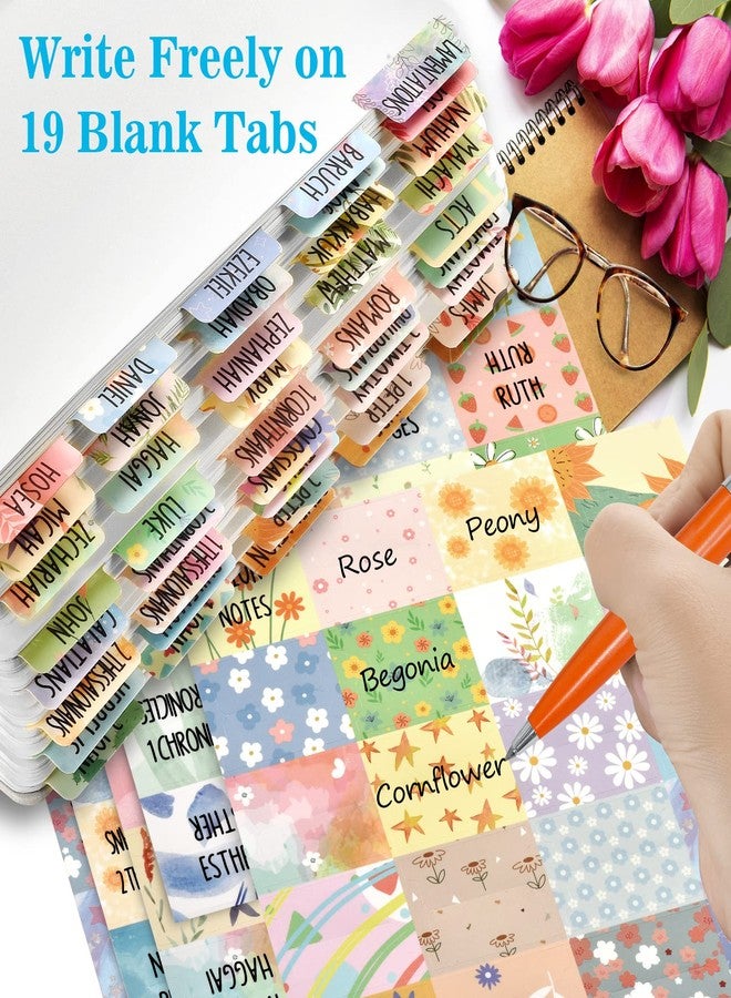 Ubenic Floral Bible Tabs for Women/Girls, 100 PCS Catholic Bible Index Tabs, Laminated for Bible Study and Journaling, Large Print & Easy to Read - Image 4