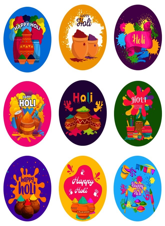FSHANEE Happy Holi Party Supplies Round Stickers - Festival of Colors Party Favors Circle Sticker Labels - Holi Party Envelop Seal Stickers - Set of 180 Counts - Image 1
