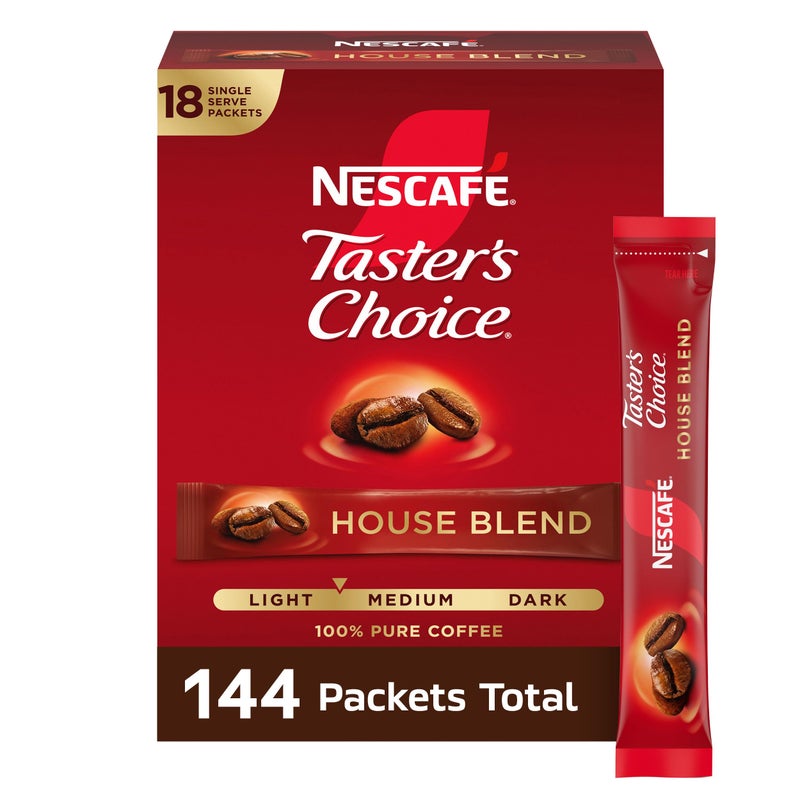 Taster's Choice NESCAF Tasters Choice Instant Coffee Packets Light Medium Roast Coffee House Blend 8 Boxes 144 Packets - Image 3