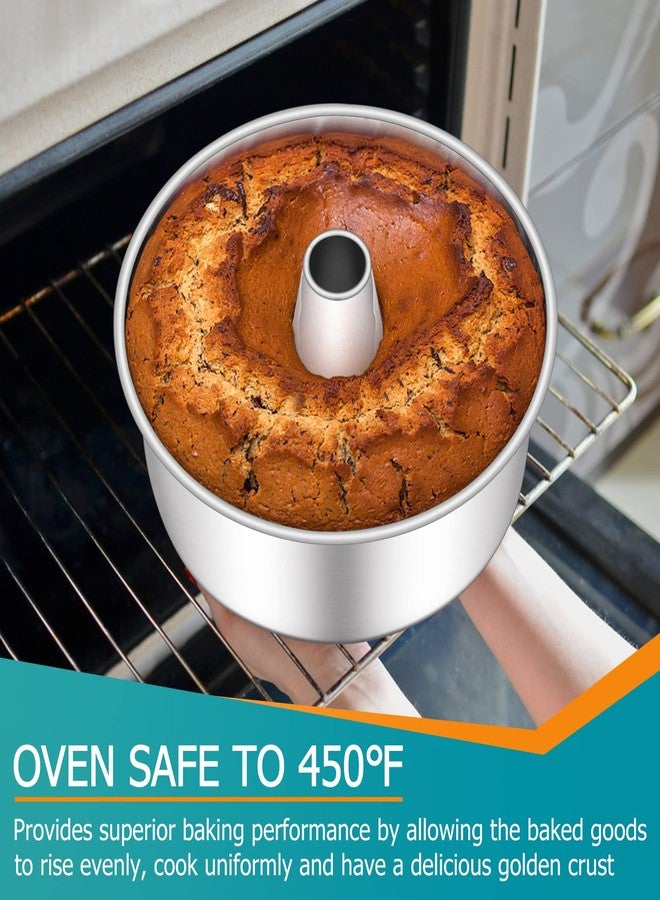 إي-فار طقم قوالب كيك إي-فار أنجل فود مكون من قطعتين، قالب أنبوبي من الفولاذ المقاوم للصدأ مقاس 10 بوصات لخبز كيكة الشيفون، تصميم قطعة واحدة وغير سام، آمن للغسل في غسالة الأطباق - Image 4