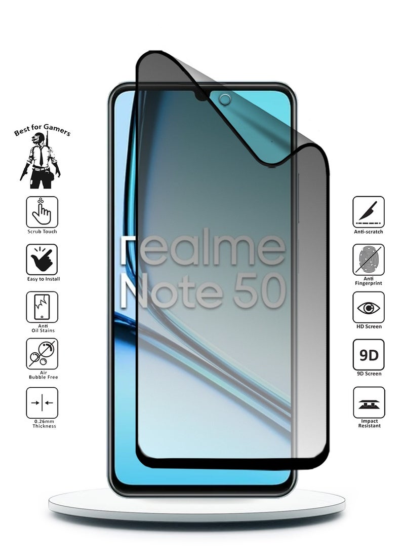 Wtech Realme Note 50 4G 2024 Nano Ceramic Privacy Full Glue Full Cover Matte Flexible Screen Protector (MSCNMP) -  Clear/Black - Image 2