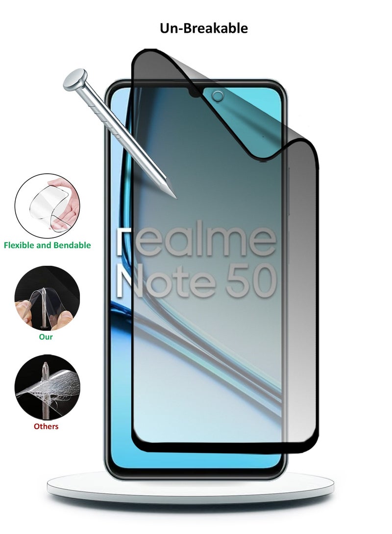 Wtech Realme Note 50 4G 2024 Nano Ceramic Privacy Full Glue Full Cover Matte Flexible Screen Protector (MSCNMP) -  Clear/Black - Image 4