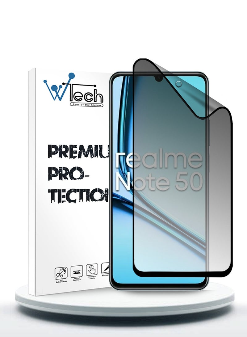 Wtech Realme Note 50 4G 2024 Nano Ceramic Privacy Full Glue Full Cover Matte Flexible Screen Protector (MSCNMP) -  Clear/Black - Image 1