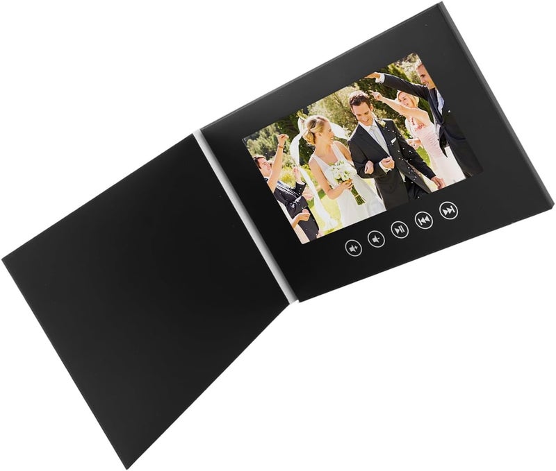 بطاقة تهنئة فيديو من Bewinner - تشغيل فيديو عالي الدقة، ذاكرة 128 ميجابايت، بطارية 500 مللي أمبير/ساعة، قابلة للتخصيص مع ملصقات لحفلات الزفاف والترويج للأعمال (5 بوصة) - Image 3
