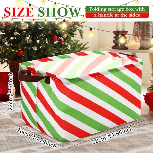 Vesici 6 Pack Christmas Basket for Gifts Empty Christmas Storage Bins with Handle Foldable Storage Box Canvas Laundry Basket for Xmas Office Home Bedroom Clothes - Image 3