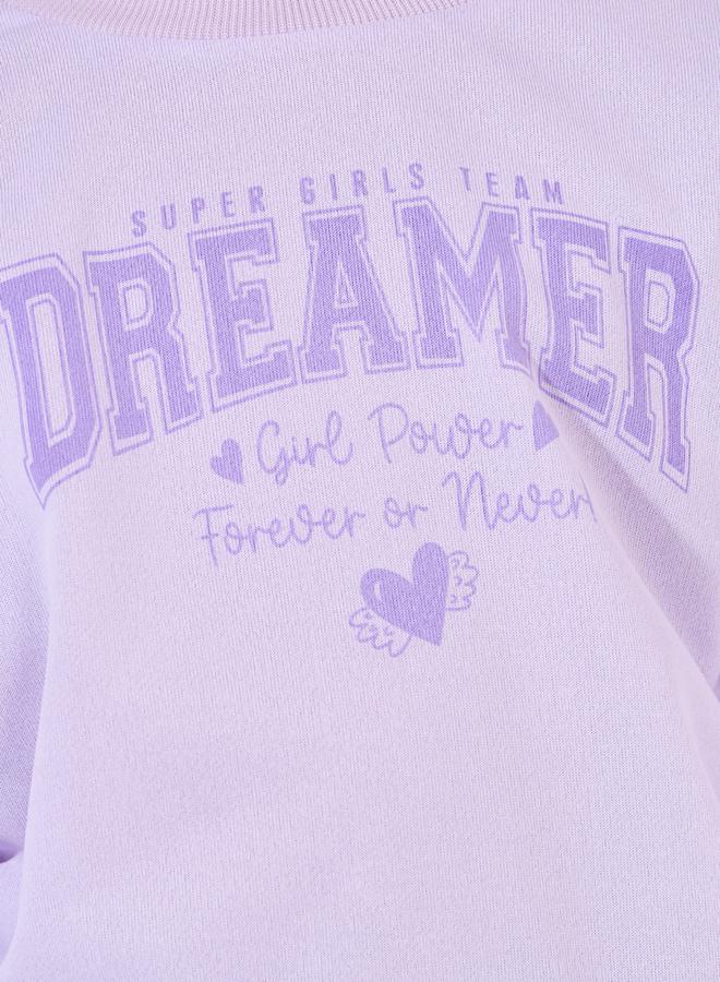Styli Slogan Print Sweatshirt with Dropped Shoulder  - Image 3