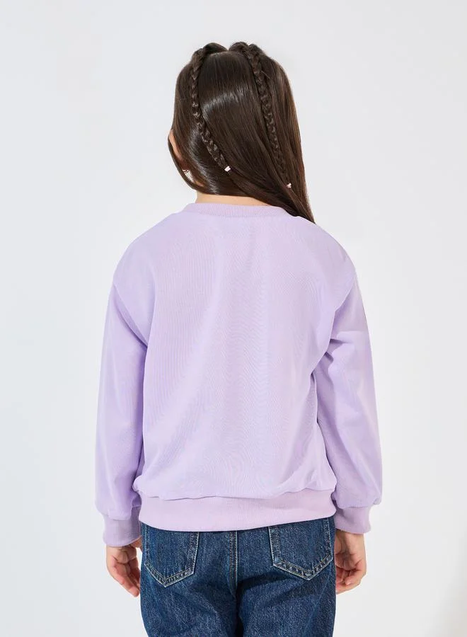 Styli Slogan Print Sweatshirt with Dropped Shoulder