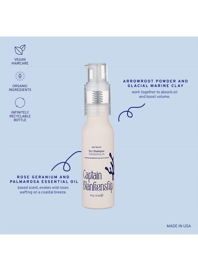 Captain Blankenship - Refresh Dry Shampoo Powder, Absorbs Oil and Boosts Volume, All Natural, Cruelty Free, Organic Ingredients, Non-Aerosol, 1.2 oz Powder Sprayer in Aluminum Bottle - Image 1