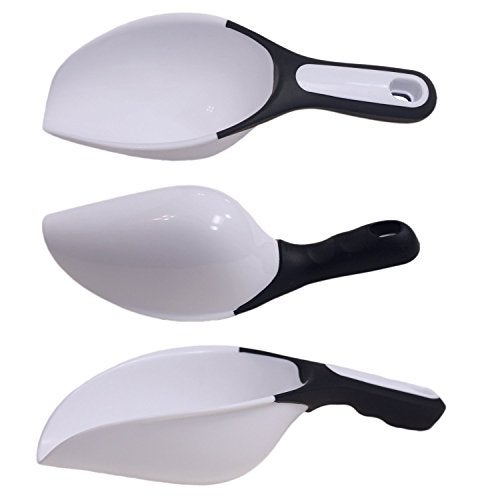 Chef Craft Set of 3 Plastic Scoops Multipurpose Comfort Grip Handle White Silver