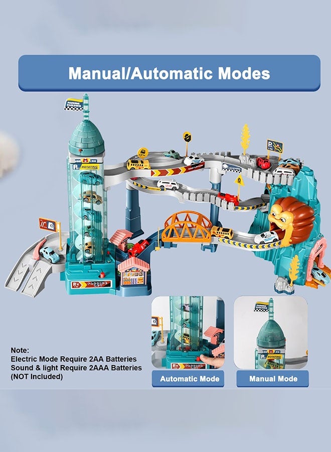 مسار منحدر لسيارة لعبةمسار سيارات، مسار منحدر لسيارة لعبة على شكل أسد لتسلق التلال ورفع موقف السيارات مع 4 سيارات سباق صغيرة، عربة سكة حديد لتسلق التلال، مركبات ملونة، مجموعة ألعاب بناء، هدية عيد ميلاد للأطفال من سن 3 4 5 6 7 8 9 سنوات، سيارات سباق ولعبة مسار لمرحلة ما قبل المدرسة، هدايا للأطفال من سن 3 سنوات فما فوق - Image 3