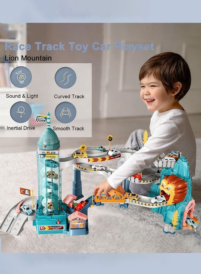 مسار منحدر لسيارة لعبةمسار سيارات، مسار منحدر لسيارة لعبة على شكل أسد لتسلق التلال ورفع موقف السيارات مع 4 سيارات سباق صغيرة، عربة سكة حديد لتسلق التلال، مركبات ملونة، مجموعة ألعاب بناء، هدية عيد ميلاد للأطفال من سن 3 4 5 6 7 8 9 سنوات، سيارات سباق ولعبة مسار لمرحلة ما قبل المدرسة، هدايا للأطفال من سن 3 سنوات فما فوق - Image 5