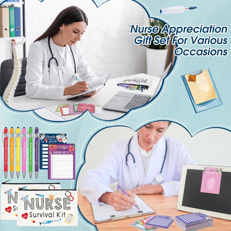 Glenmal Glenmal 36 Pcs Nurse Appreciation Gifts Set Funny Sticky Notepads Makeup Bags Sayings Ballpoint Pens for Coworker Employee Office Appreciation Gifts  - Image 5