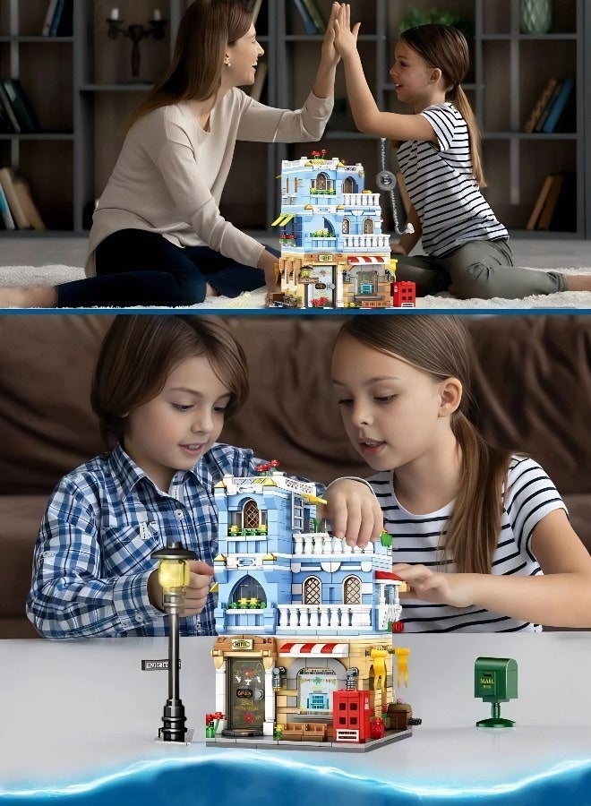 European Hotel-Themed Building Block Set  | 713-piece hotel-themed educational toy for children aged 3 and up. A fun and engaging parent-child interactive building block gift. Includes assembly instructions. - Image 3