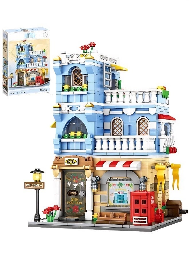 European Hotel-Themed Building Block Set  | 713-piece hotel-themed educational toy for children aged 3 and up. A fun and engaging parent-child interactive building block gift. Includes assembly instructions. - Image 1