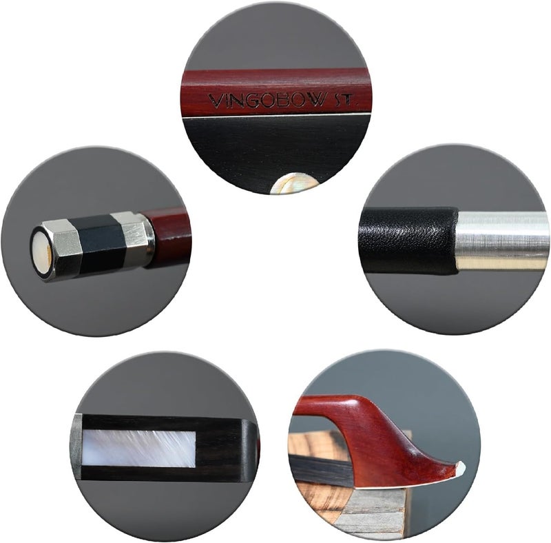 VINGOBOW قوس البيس الفرنسي من خشب البرازيل بحجم 1/2 مصنوعة يدويًا بصوت عميق وقوي - Image 4