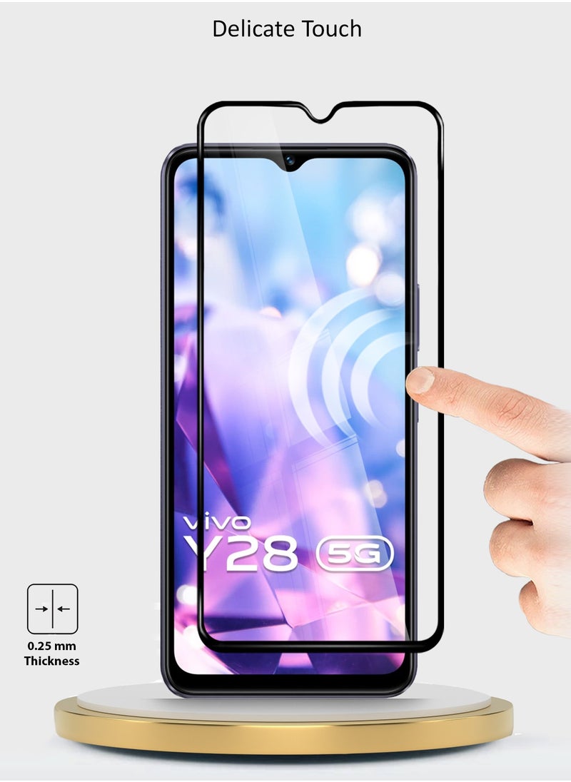 Wtech - Premium E2E Full Glue Full Cover Tempered Glass Screen Protector For Vivo Y28 5G 2024 Clear/Black - Image 1