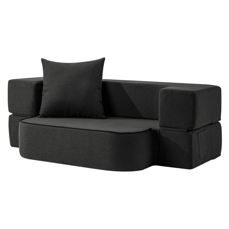 SUYOLS سوفا سرير قابل للطي SUYOLS 2 في 1 مع وسادة كرسي قابل للطي أريكة أرضية مرتبة نوم غطاء قابل للغسل كرسي نوم من رغوة الذاكرة للغرفة المعيشية وغرفة الضيوف والشقة والعلية رمادي داكن