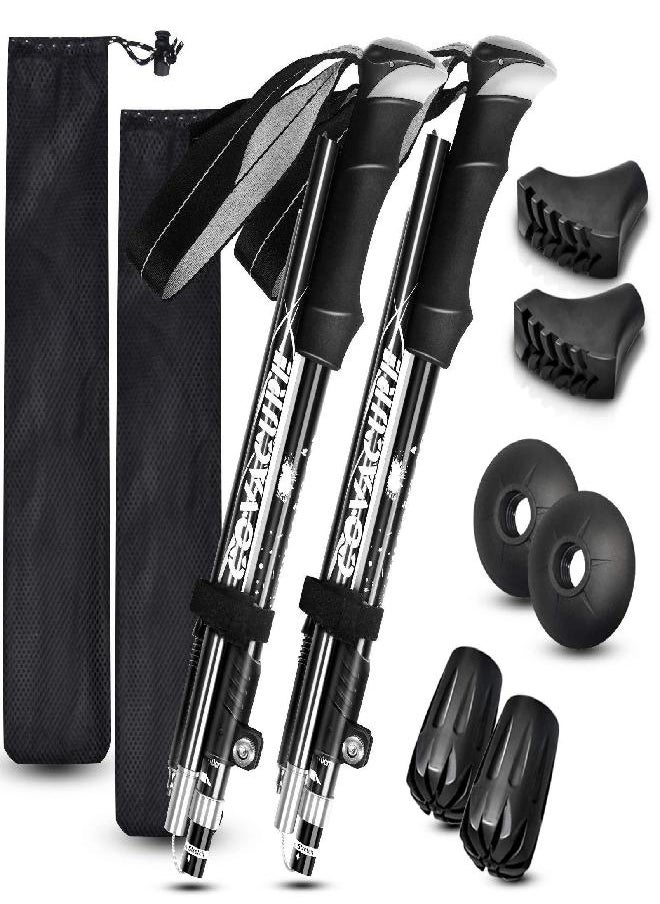Covacure Trekking Poles Collapsible Hiking Poles - Aluminum Alloy 7075 Trekking Sticks with Quick Lock System, Telescopic, Collapsible, Ultralight for Hiking, Camping(Black)  - Image 1