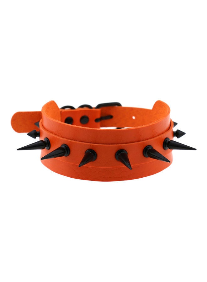 NIBEMINENT Ring Rivet Faux Leather Collar Necklace