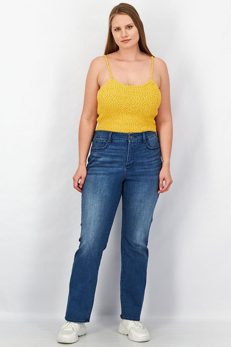 NYDJ Women Straight Fit Washed Stretchable Jeans, Blue - Image 3