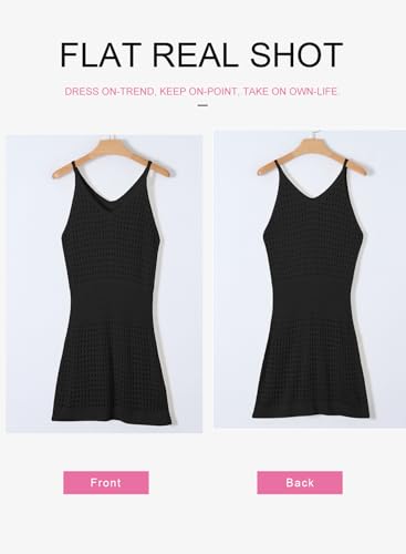 Dokotoo Swimsuit Women Cover Up 2025 Summer Casual Scoop Neck Sleeveless Crochet Hollow Out Womens Spaghetti Straps Knit Dress Beach Clothes Swimwear Hawaiian Shirt Dresses Black Large - Image 4