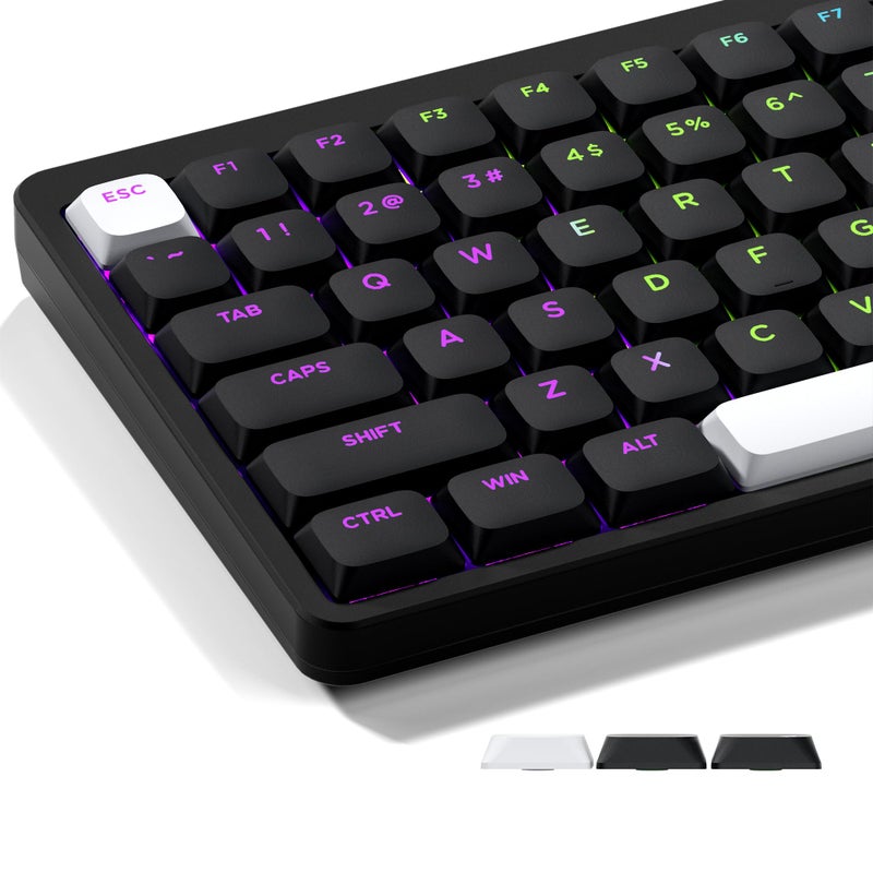 GMKWTL XVX Low Profile Black Keycaps, Shine Through Keycap Sets, Double Shot PBT Keyboard Keycaps Compatibility for 60% 75% 80% 85% 100% MX Switches Mechanical Keyboard- Only Key caps - Image 1