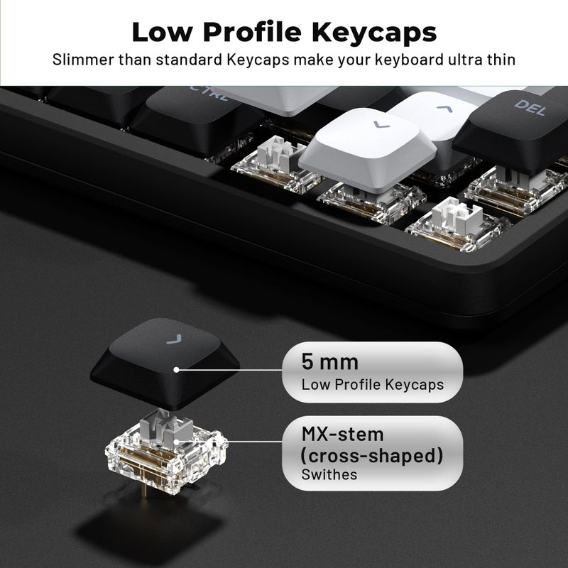 GMKWTL XVX Low Profile Black Keycaps, Shine Through Keycap Sets, Double Shot PBT Keyboard Keycaps Compatibility for 60% 75% 80% 85% 100% MX Switches Mechanical Keyboard- Only Key caps - Image 3