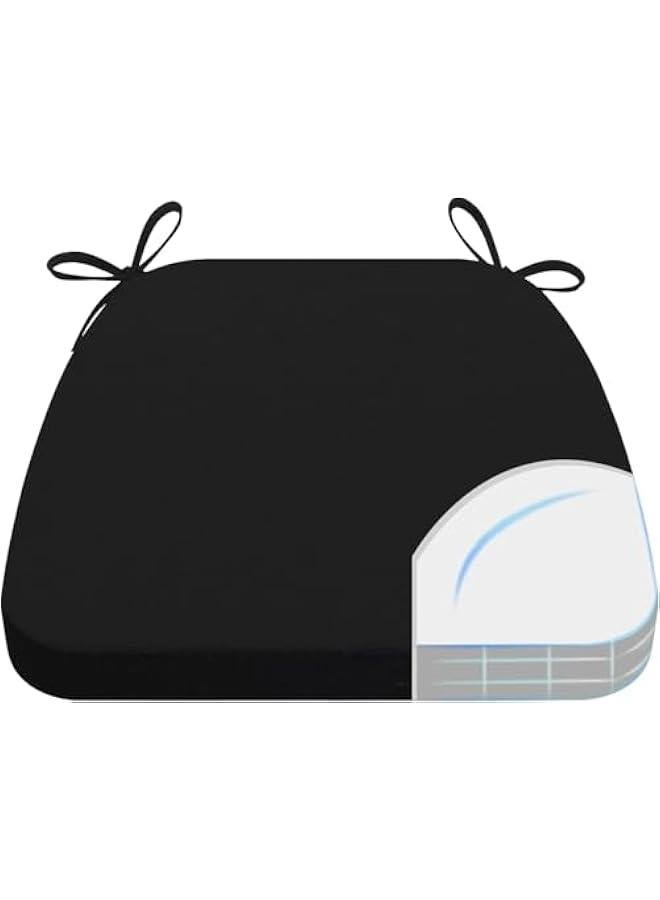 HOOKOR Chair Cushion for Dining Chairs, Memory Foam Chair Pads with Ties and Non-Slip Backing, Dining Room Seat Cushion with Machine Washable Cover, 17 X 16 Inches ﻿ (Black) - Image 1