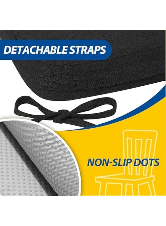 HOOKOR Chair Cushion for Dining Chairs, Memory Foam Chair Pads with Ties and Non-Slip Backing, Dining Room Seat Cushion with Machine Washable Cover, 17 X 16 Inches ﻿ (Black) - Image 3