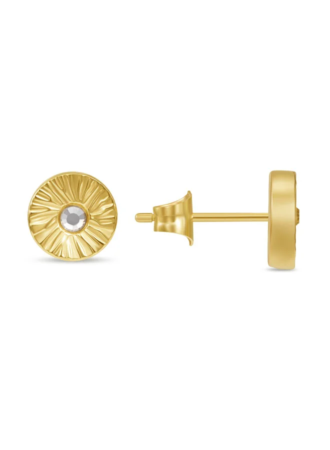 POLICE Irys Gold Crystal Disc Stud Earrings for Women