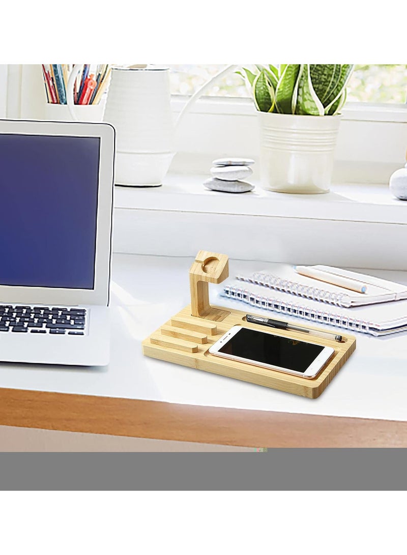 GGOOT Wooden Charging Station - Sturdy Wood Charging Station,10W Wireless Charger 4 In 1 Desktop Compatible with Phones, Tablets, Smartwatches, Capacitive Pens  - Image 2