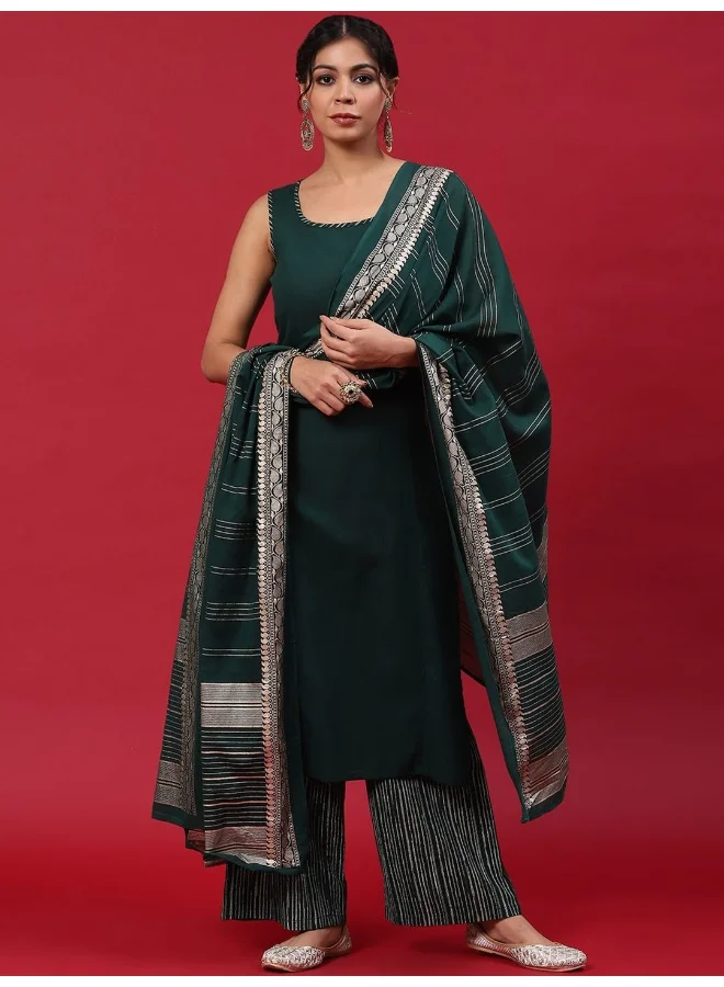 AKS Green Kurta & Palazzo With Dupatta