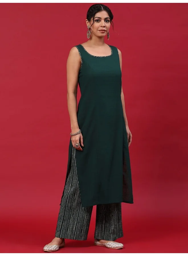 AKS Green Kurta & Palazzo With Dupatta