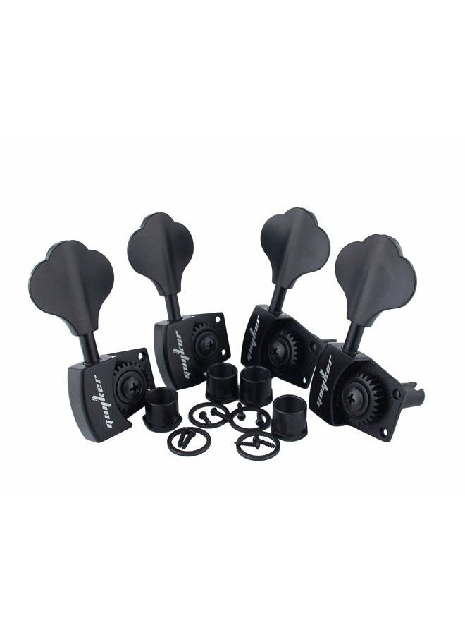 Guyker Bass Tuners (4 for Right) - 1:26 Ratio Open Gear Tuning Key Pegs Machine Head Replacement for Electric Jazz Guitar Bass or Precision Instruments - Black - Image 1