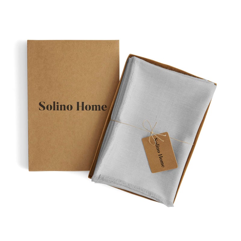 سولينو هوم Solino Home Fringe Linen Dinen Fackins 20 × 20 بوصة - 100 ٪ من المناديل النقية الفاتحة رمادية رمادية مجموعة من 4 - مصنوعة يدويًا وقابلة للغسل - Image 3