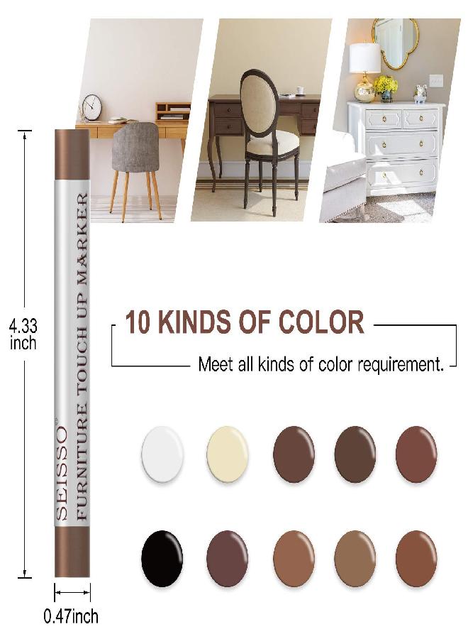 SEISSO Wood Furniture Markers Touch Up, Wood Furniture Scratch Repair Kit, Wood Filler Wax Stick for Wooden Floor Table Door Cabinet 10 Colors - Image 2