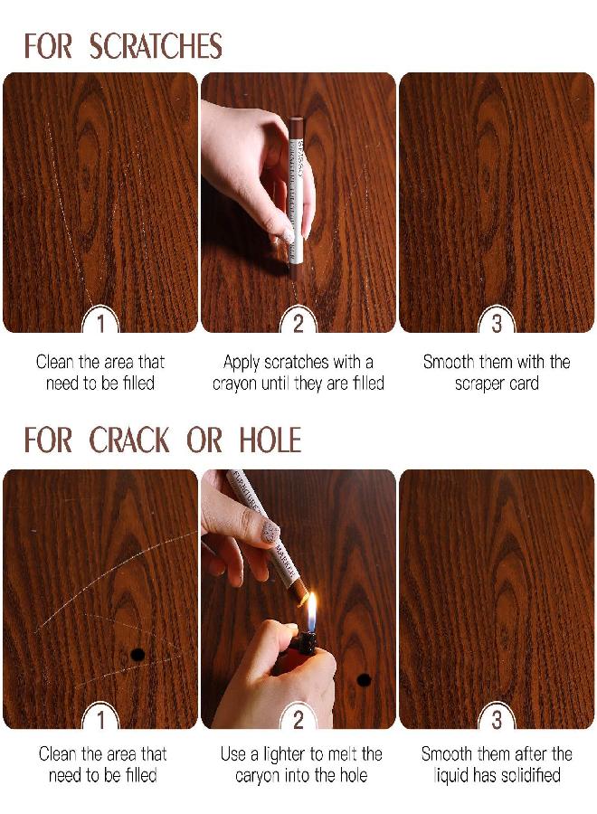 SEISSO Wood Furniture Markers Touch Up, Wood Furniture Scratch Repair Kit, Wood Filler Wax Stick for Wooden Floor Table Door Cabinet 10 Colors - Image 4