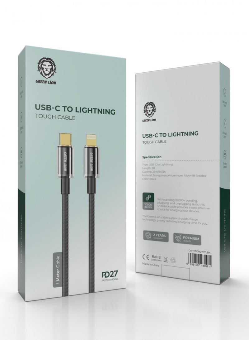Green Lion USB-C to Lightning Touch Cable 1M PD 27W - Black - Image 2