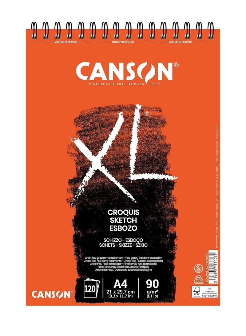 CANSON A4 Size XL Sketch Pad 120 Sheets 90gsm Thickness - Image 1